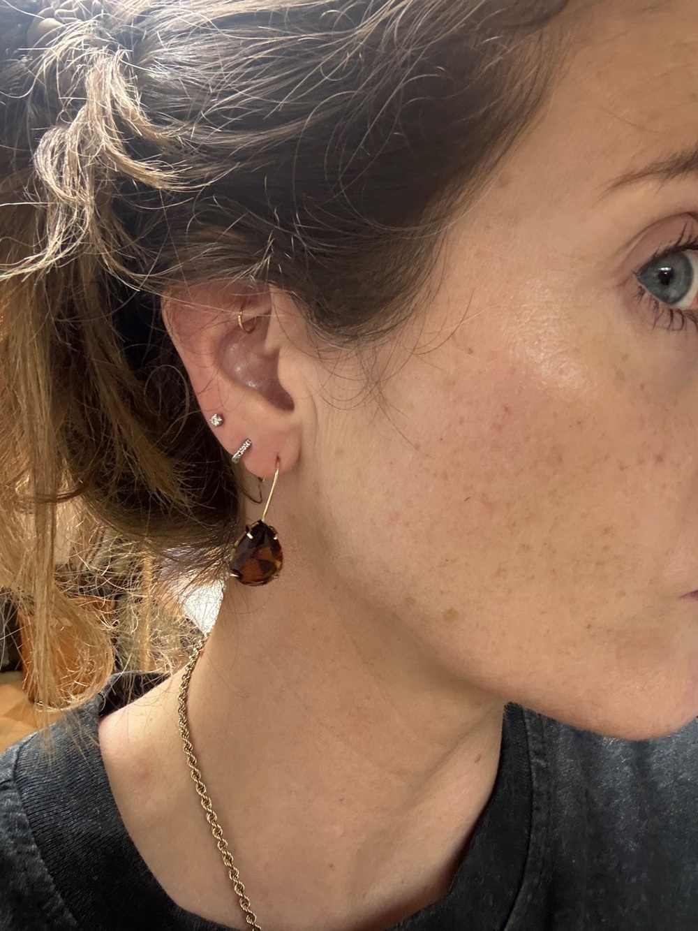 NEW LAUREN Ralph Lauren Brown Teardrop Crystal Drop Earrings - Picture 10 of 10